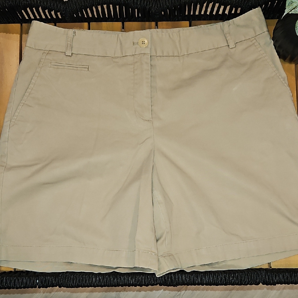 Talbots Tan Bermuda Shorts Classic Flat-Front Design